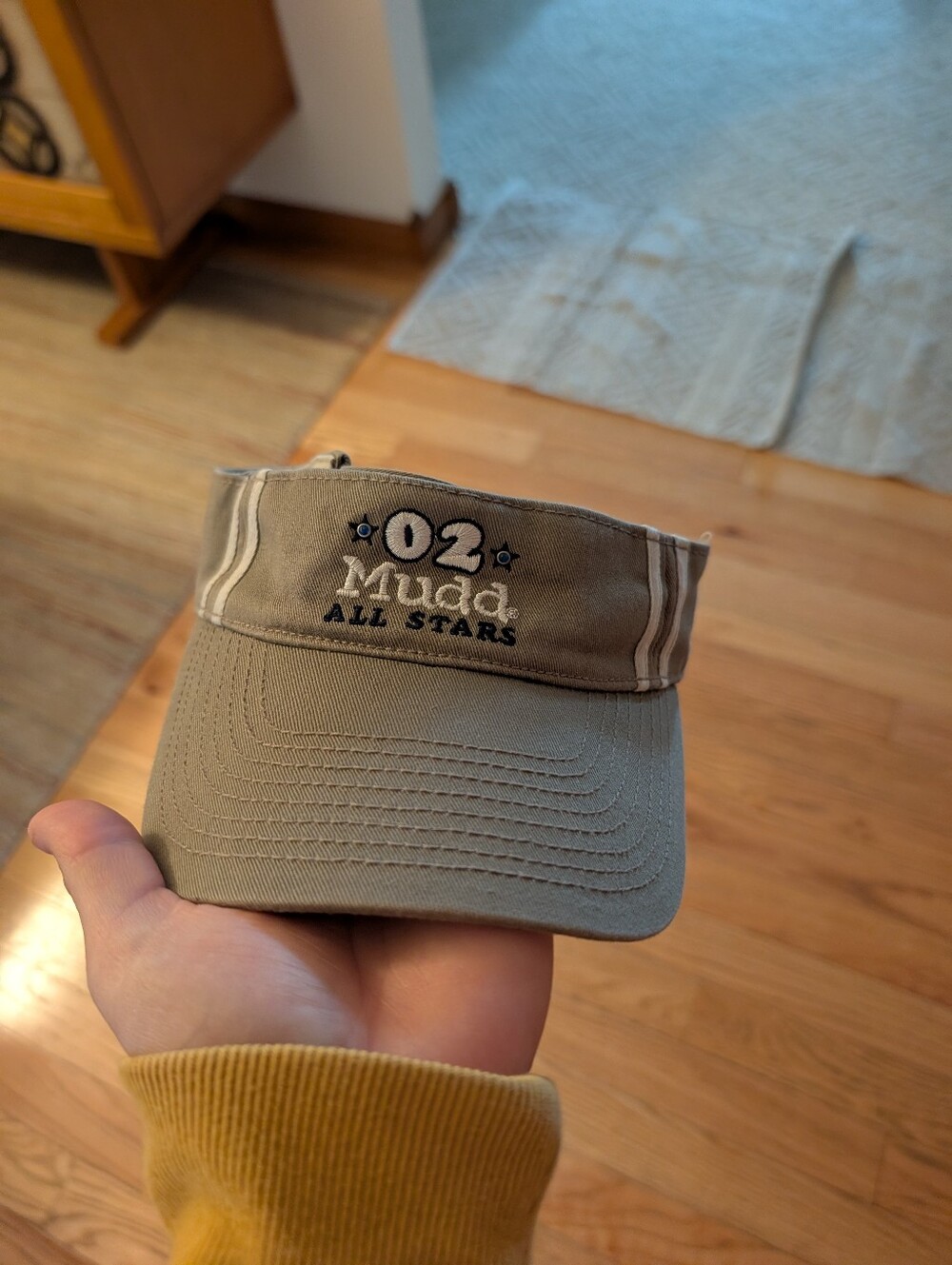 Vintage Y2K 2000s Mudd All Stars Visor Rhinestones Adjustable Hat Stripes Vtg